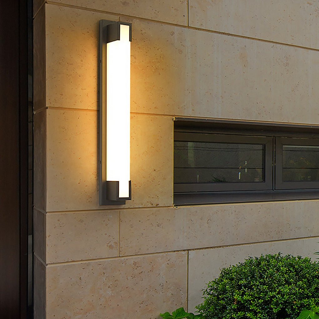 Retro Rectangular Outdoor Wall Sconce — Black Stainless Steel & Acrylic, LED, Waterproof