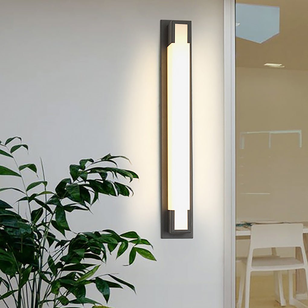 Retro Rectangular Outdoor Wall Sconce — Black Stainless Steel & Acrylic, LED, Waterproof