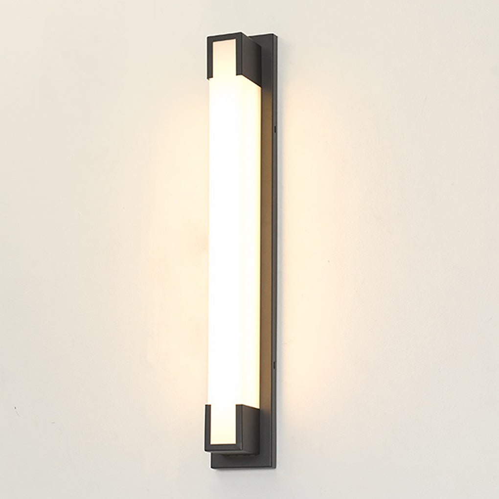 Retro Rectangular Outdoor Wall Sconce — Black Stainless Steel & Acrylic, LED, Waterproof
