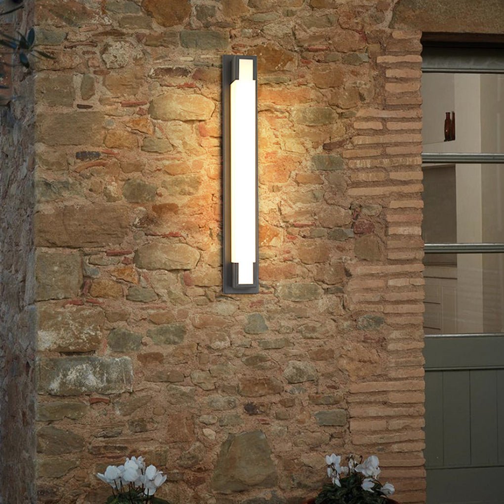 Retro Rectangular Outdoor Wall Sconce — Black Stainless Steel & Acrylic, LED, Waterproof