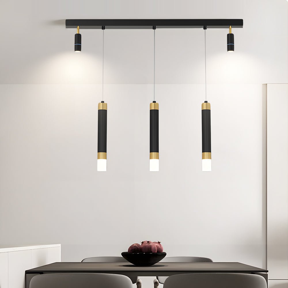 modern minimalist linear strip chandelier with 3 step dimming for dining spaces