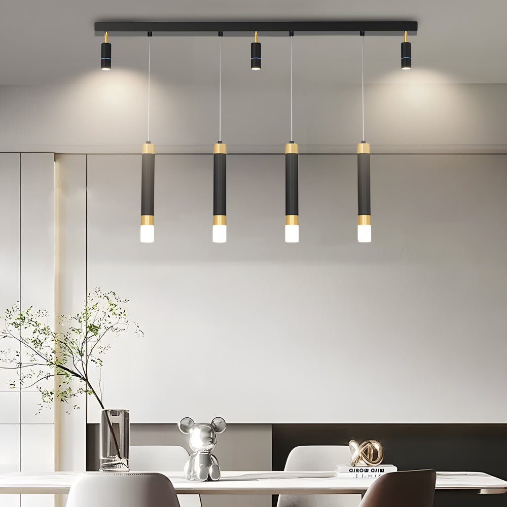 modern minimalist linear strip chandelier with 3 step dimming for dining spaces