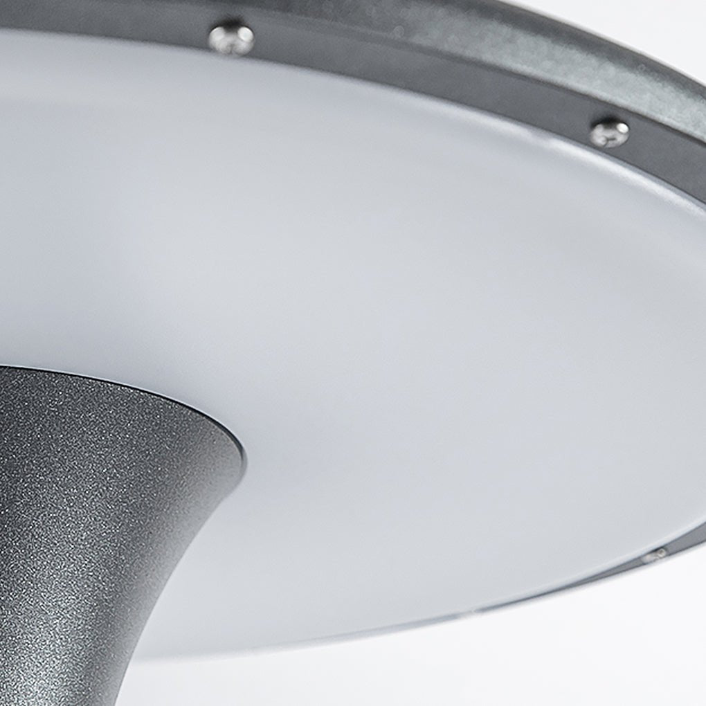 Modern Round Outdoor Pole Light — Flash Gray Aluminum, 60W LED, IP65, 138" H