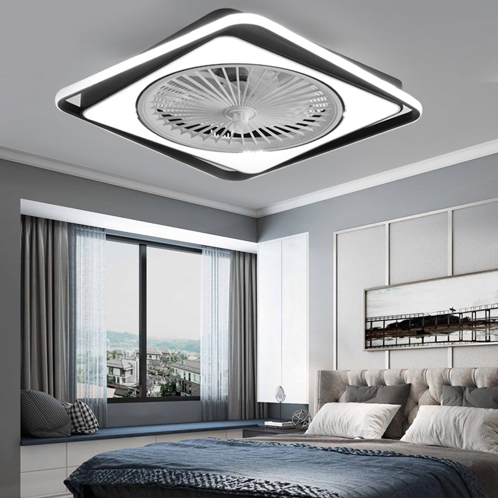 Contemporary Minimalist Bladeless Ceiling Fan Light with Stepless Dimming for Bedrooms