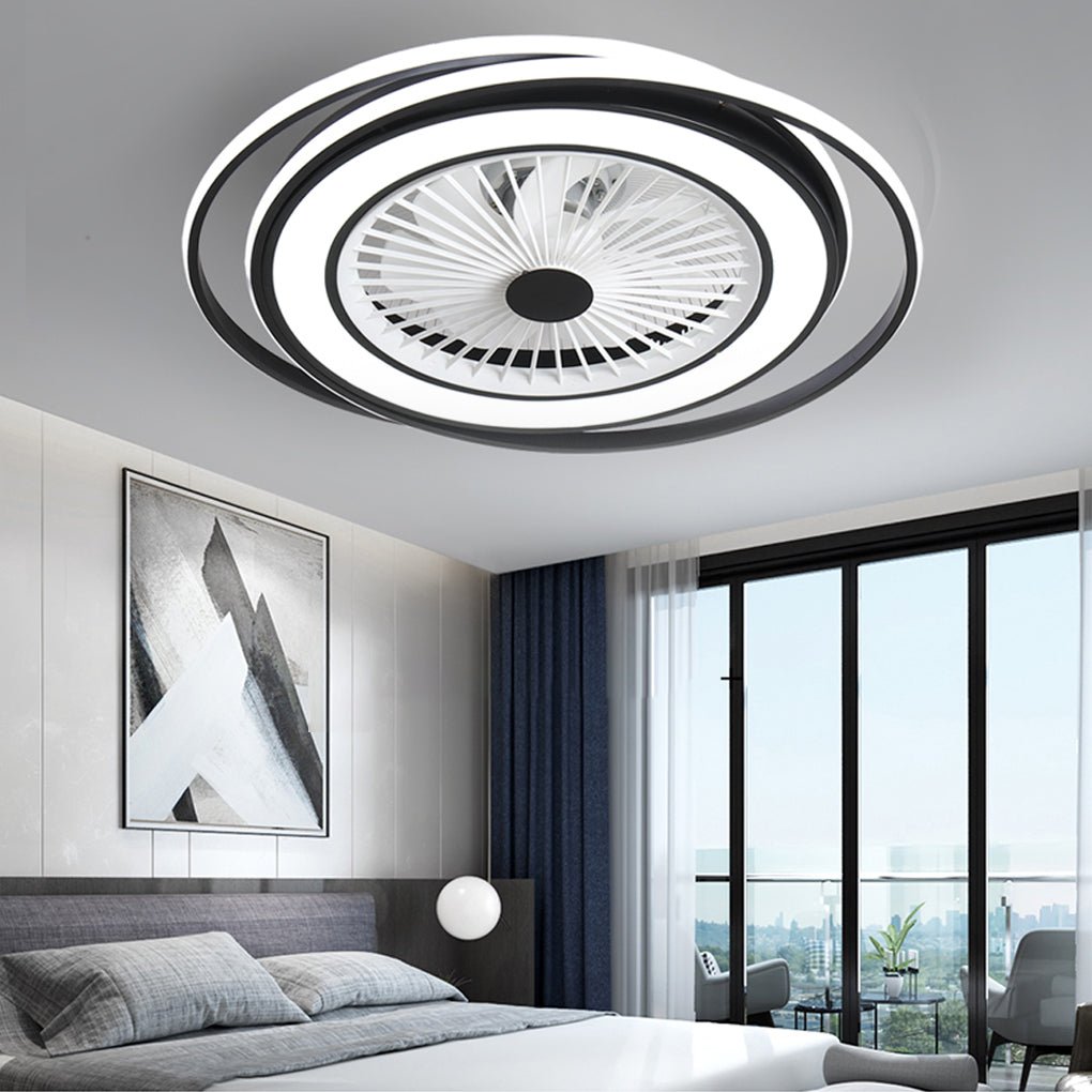 Contemporary Minimalist Bladeless Ceiling Fan Light with Stepless Dimming for Bedrooms