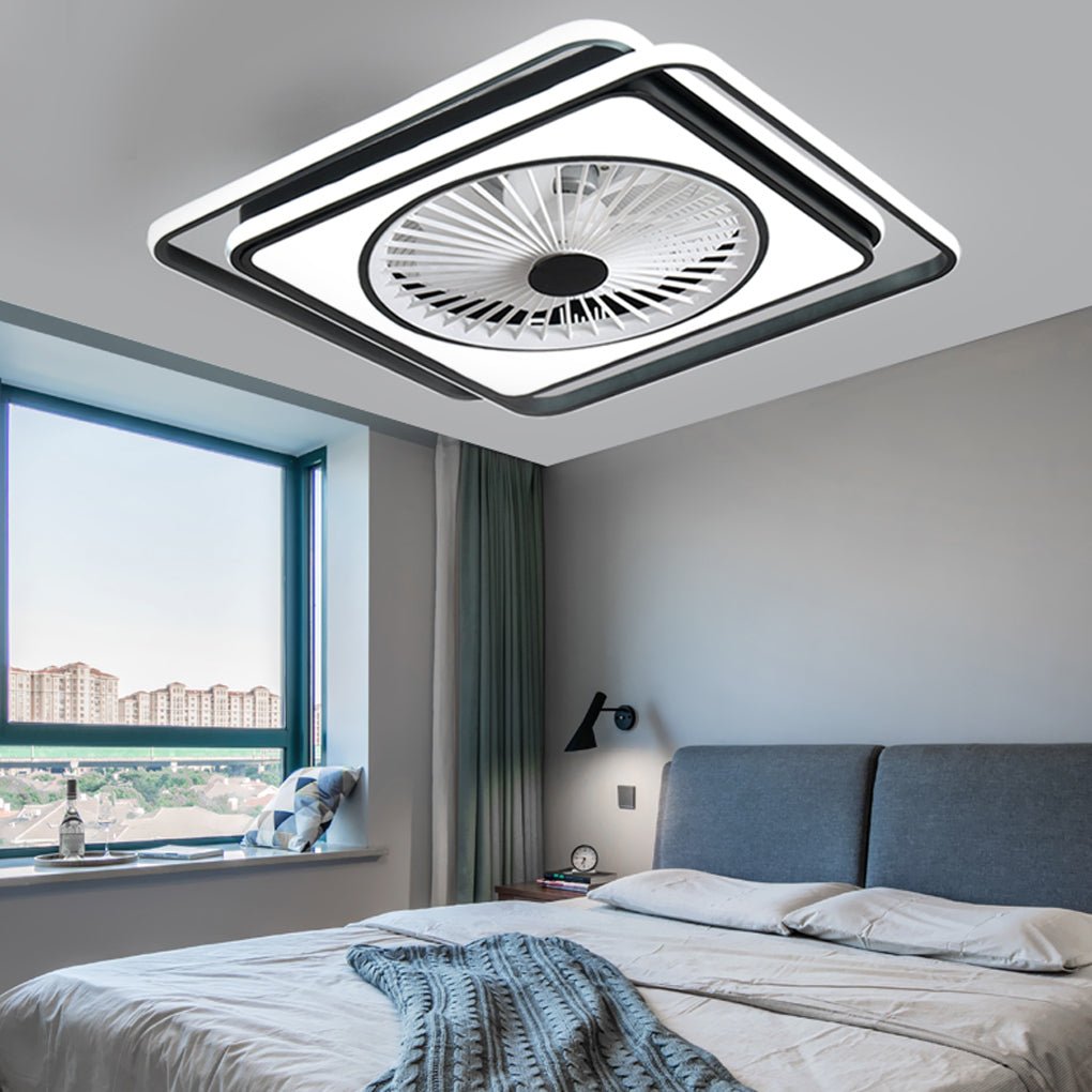 Contemporary Minimalist Bladeless Ceiling Fan Light with Stepless Dimming for Bedrooms
