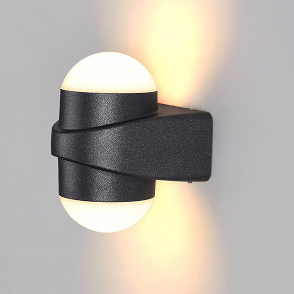 Modern Round Waterproof LED Up and Down Outdoor Wall Sconces in Black