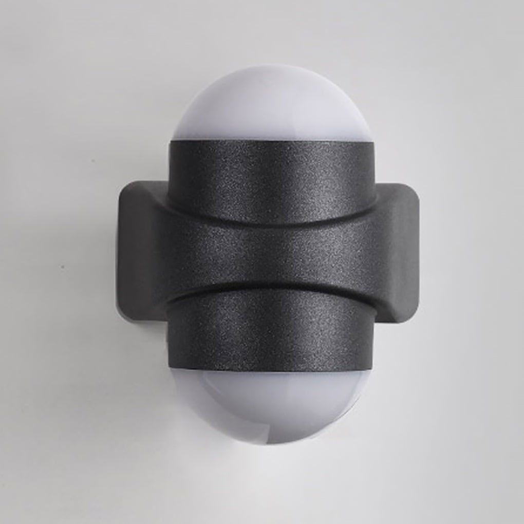 Modern Round Waterproof LED Up and Down Outdoor Wall Sconces in Black