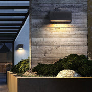 Modern Outdoor Wall Sconce — Black Aluminum and Glass, 8W LED, IP54 Weatherproof, 3000K Warm White