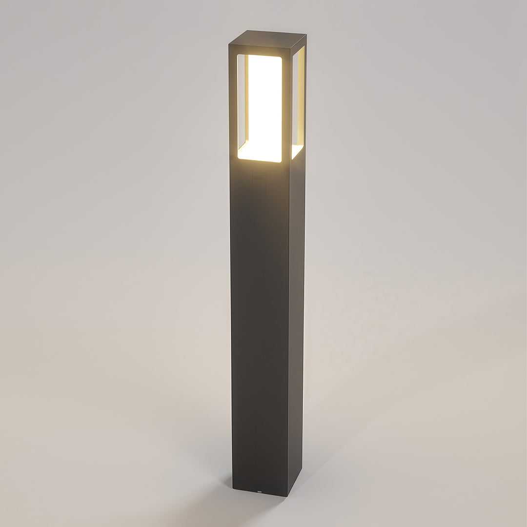 Minimalist Outdoor Path Bollard Light — Black Aluminum, LED 3000K, IP54, 40CM / 60CM / 80CM