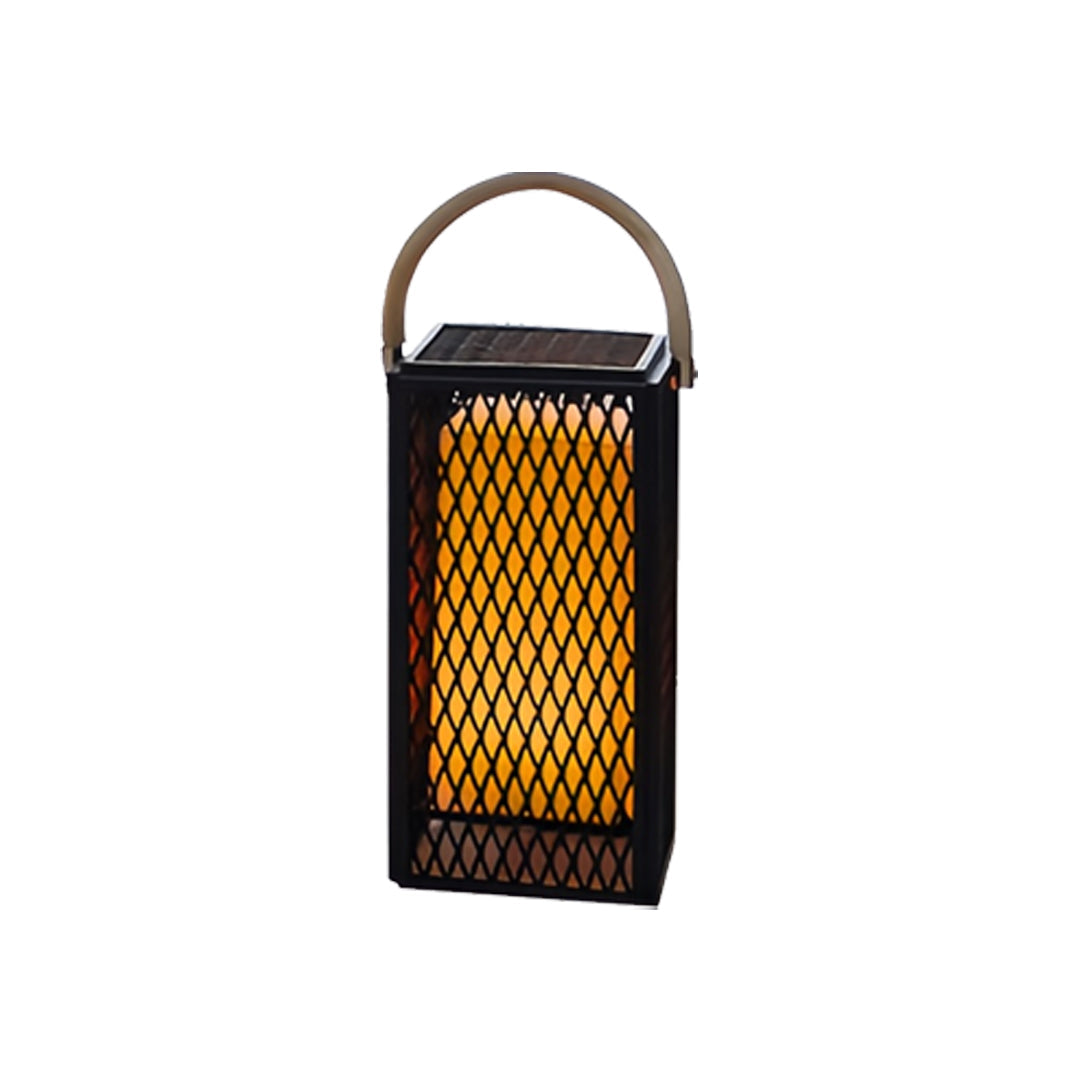 Square Perforated Outdoor Lantern — Black Stainless Steel, 14W LED, IP65, 3 Height Options