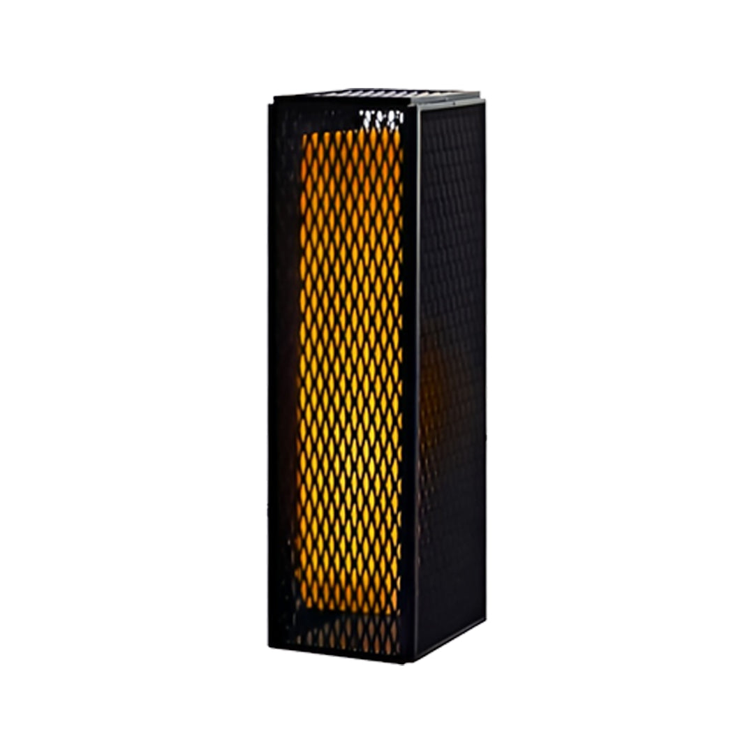 Square Perforated Outdoor Lantern — Black Stainless Steel, 14W LED, IP65, 3 Height Options