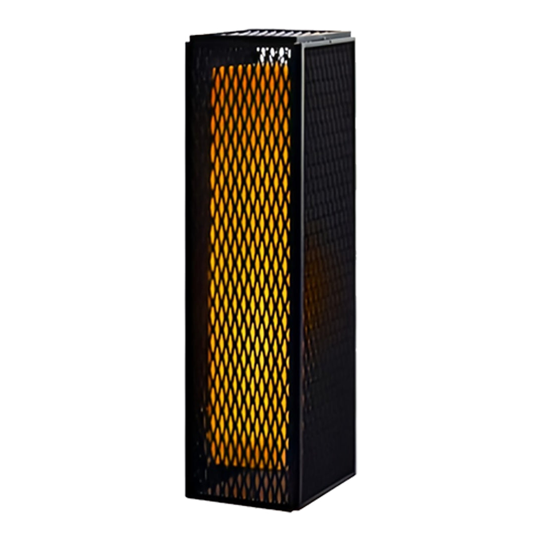 Square Perforated Outdoor Lantern — Black Stainless Steel, 14W LED, IP65, 3 Height Options