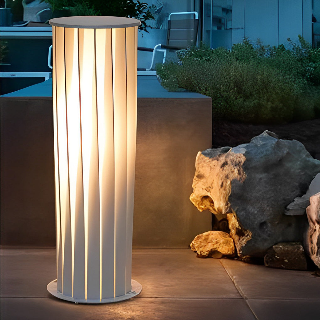 Twisted Metal Outdoor Lantern — White Zinc, LED, Solar / Hardwired, 3000K Warm White, Multiple Sizes