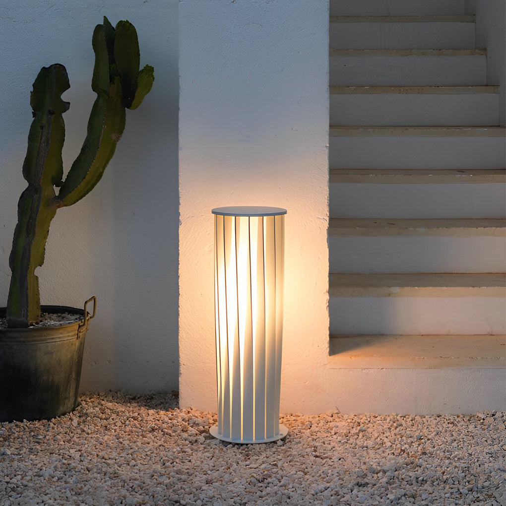 Twisted Metal Outdoor Lantern — White Zinc, LED, Solar / Hardwired, 3000K Warm White, Multiple Sizes