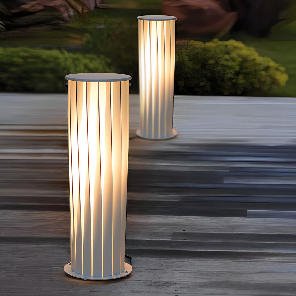 Twisted Metal Outdoor Lantern — White Zinc, LED, Solar / Hardwired, 3000K Warm White, Multiple Sizes