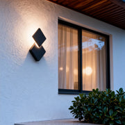 Geometric Outdoor Wall Sconce — Black Aluminum, 10W LED, IP54, Square / Triangle / Round