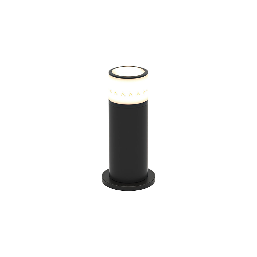 Cylindrical Outdoor Bollard Path Light — Black Aluminum, 7W LED, 3000K, IP54, Three Heights