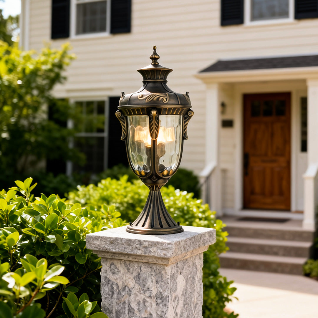 Classic Copper Outdoor Pillar Light — Solid Copper, Transparent Glass, E27/E14, IP55, Two Sizes