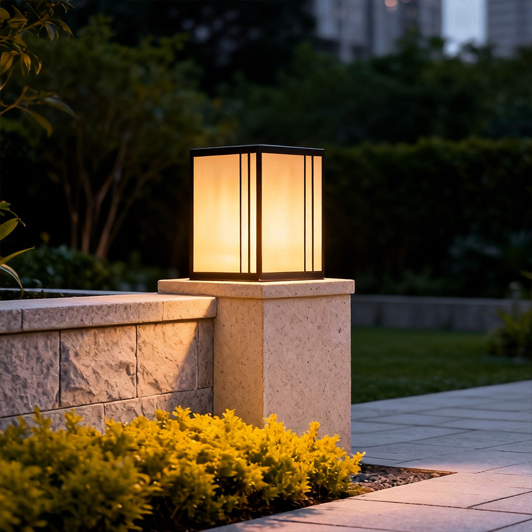 Faux Marble Outdoor Pillar Light — Solid Copper, 5W LED, IP55, 23.6", Warm White 3000K