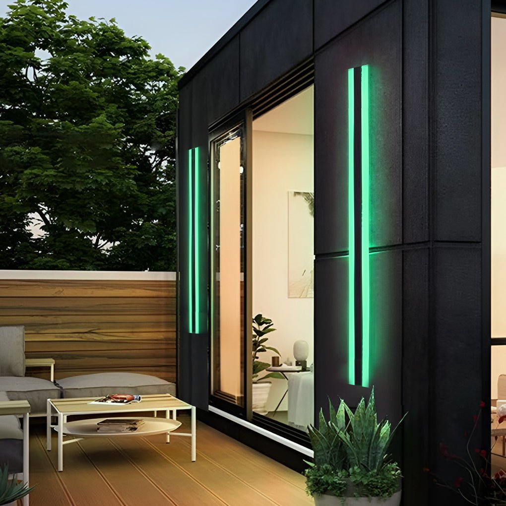 modern outdoor rgb led sconces long linear waterproof multi color design