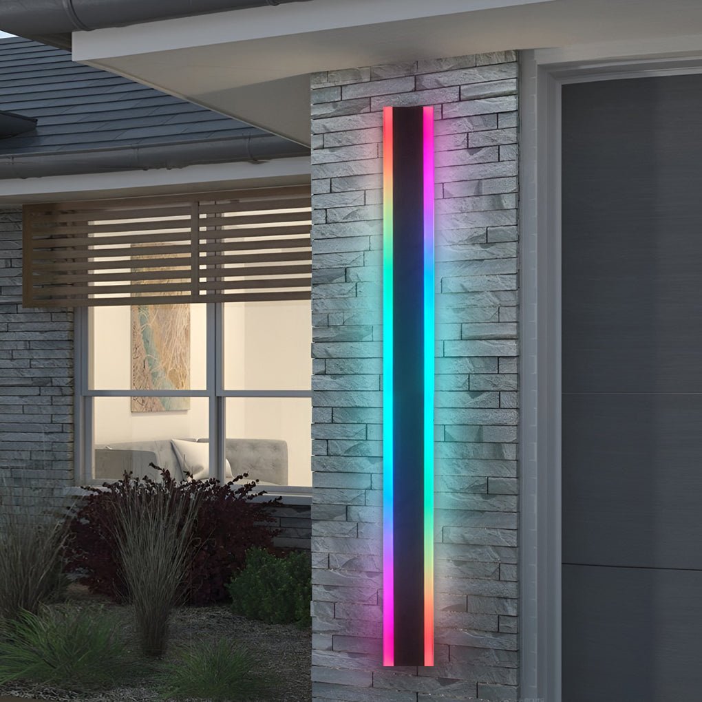 modern outdoor rgb led sconces long linear waterproof multi color design