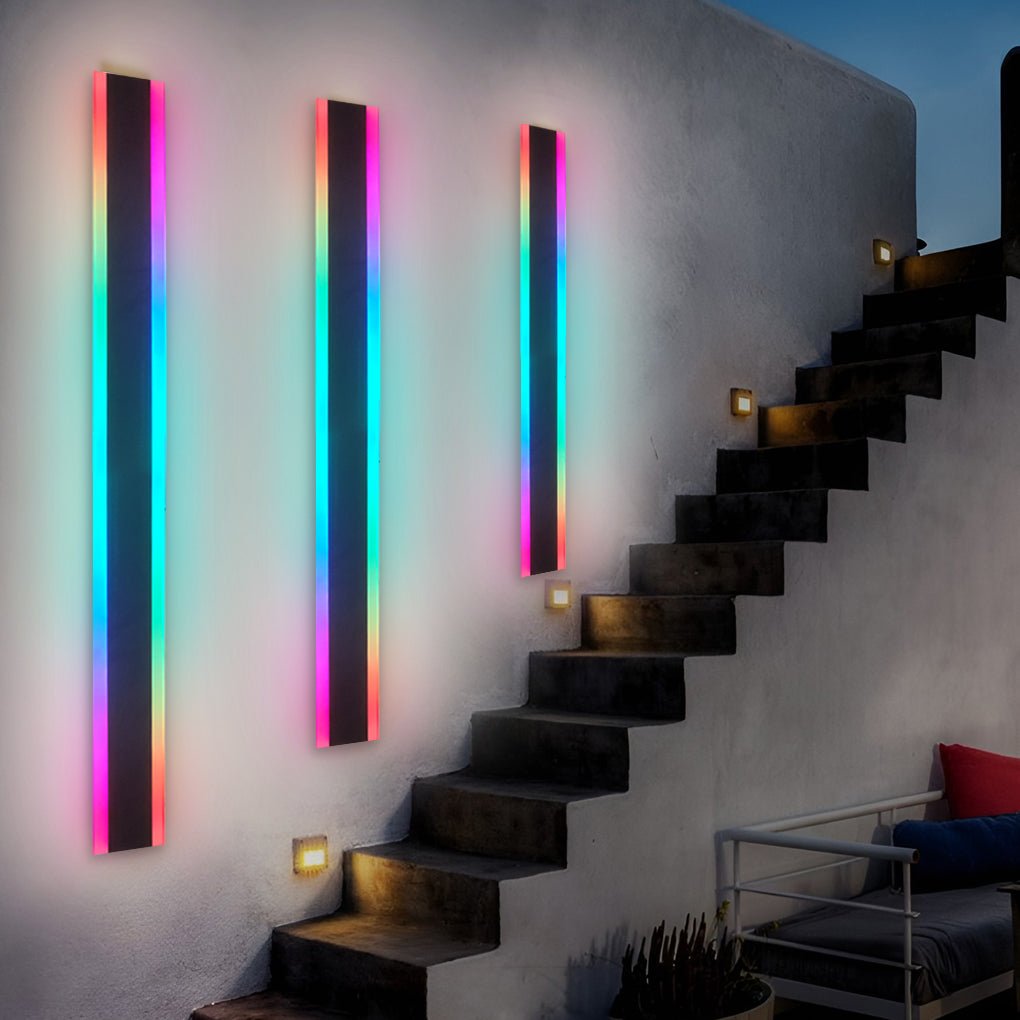 modern outdoor rgb led sconces long linear waterproof multi color design