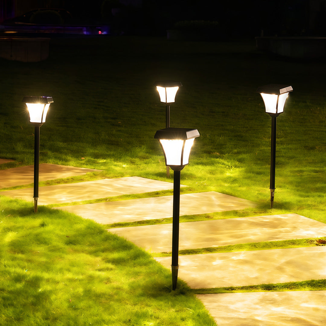 Solar Pathway Light — Black Die-Cast Aluminum, 2W LED, Dual Color Temperature (3000K / 6000K), IP65 Weatherproof, 28.74" H