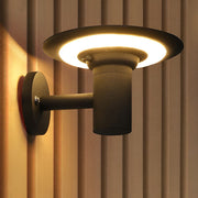 modern outdoor wall lamp round ufo shaped led waterproof solar sconce
