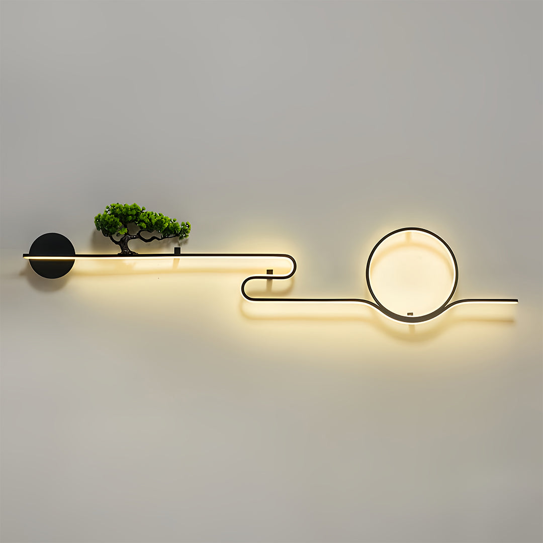 Resin Tree & Moon Outdoor Wall Sconce — Black Aluminum, LED, 20W/26W/30W, 3000K, IP65 Weatherproof