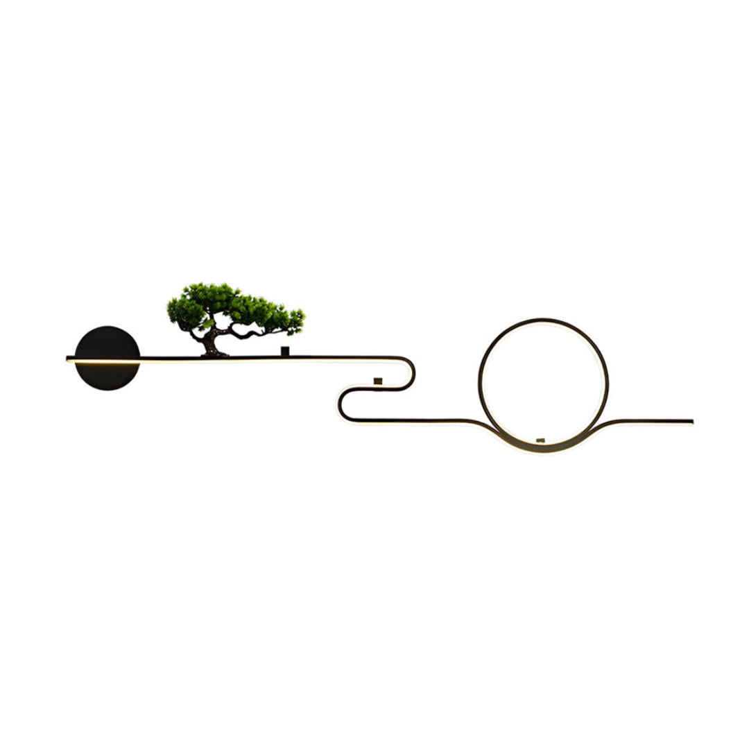 Resin Tree & Moon Outdoor Wall Sconce — Black Aluminum, LED, 20W/26W/30W, 3000K, IP65 Weatherproof