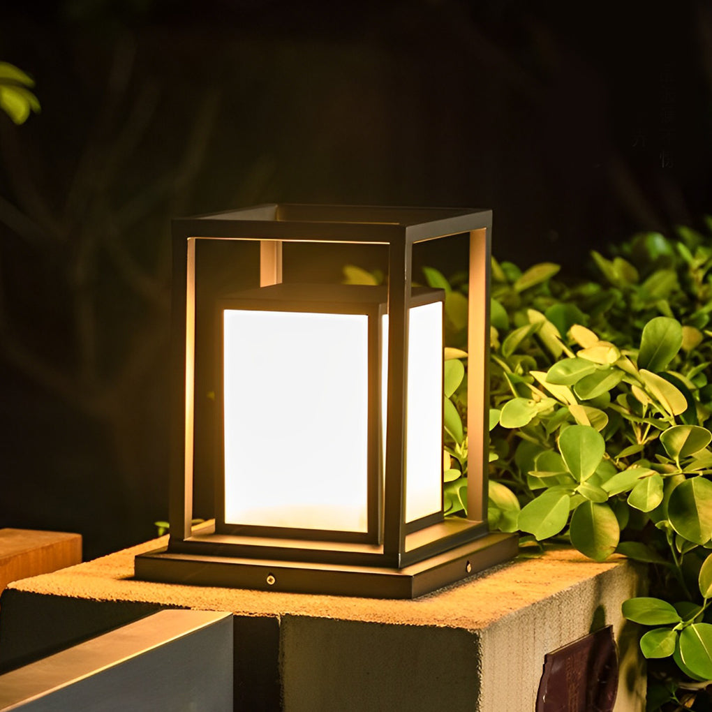 Modern Outdoor Pillar Light — Stainless Steel, Black, LED, IP65 Weatherproof, Solar / Hardwired, 11.8" & 19.7" Heights