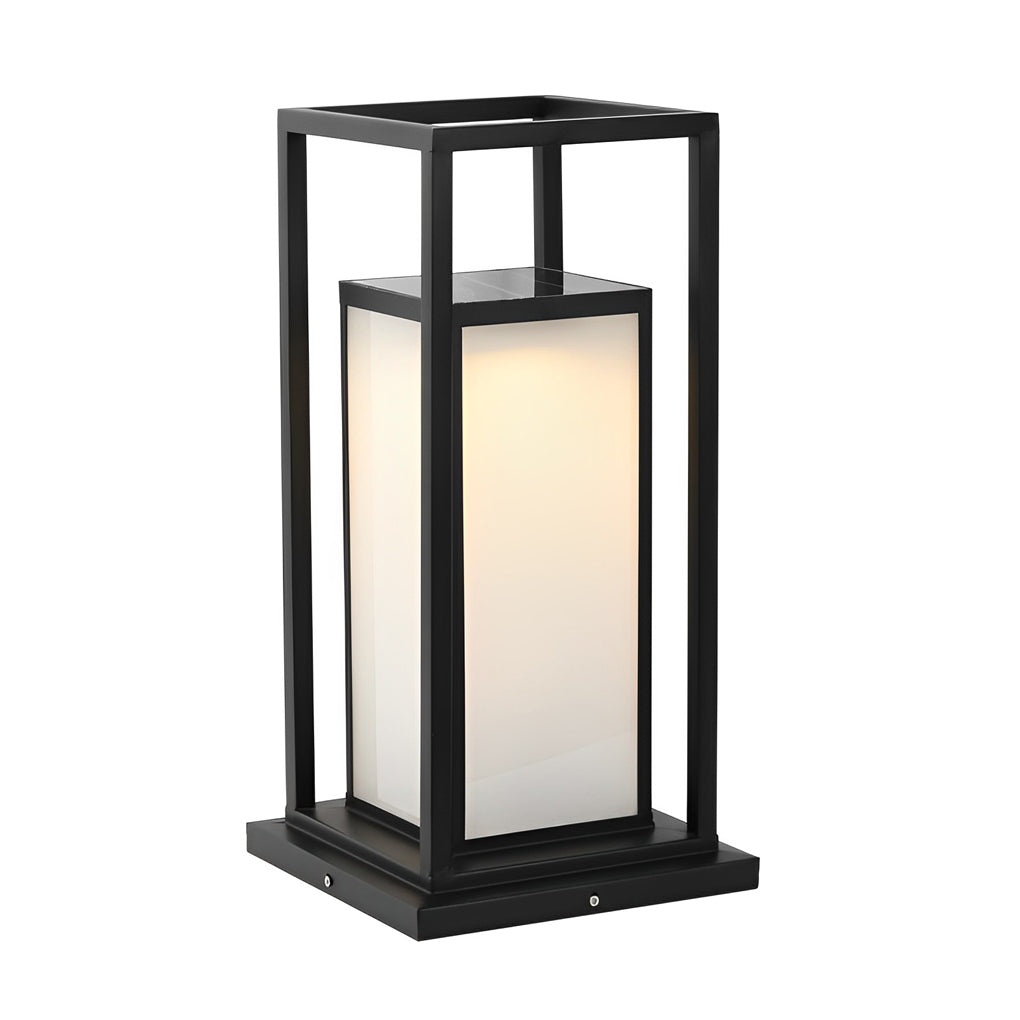 Modern Outdoor Pillar Light — Stainless Steel, Black, LED, IP65 Weatherproof, Solar / Hardwired, 11.8" & 19.7" Heights