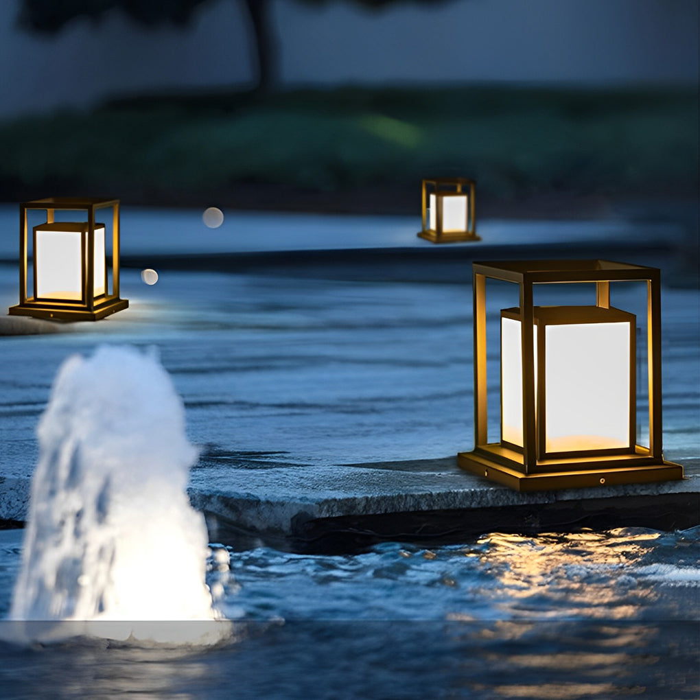 Modern Outdoor Pillar Light — Stainless Steel, Black, LED, IP65 Weatherproof, Solar / Hardwired, 11.8" & 19.7" Heights