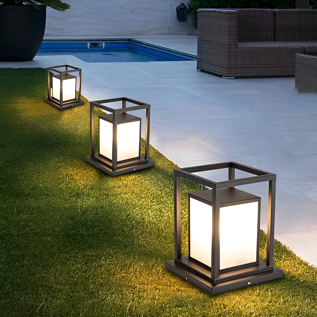 Modern Outdoor Pillar Light — Stainless Steel, Black, LED, IP65 Weatherproof, Solar / Hardwired, 11.8" & 19.7" Heights