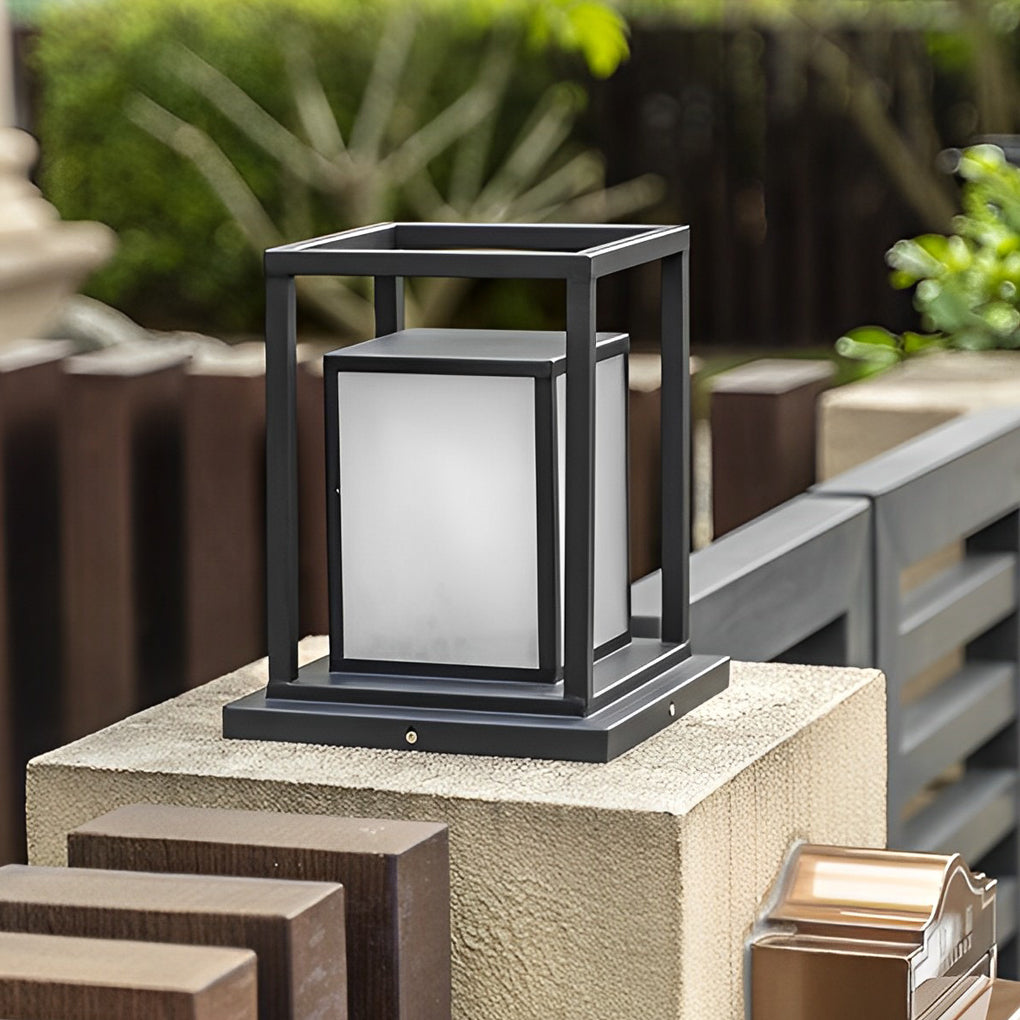 Modern Outdoor Pillar Light — Stainless Steel, Black, LED, IP65 Weatherproof, Solar / Hardwired, 11.8" & 19.7" Heights