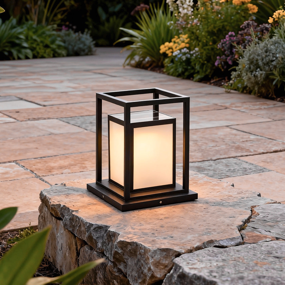 Modern Outdoor Pillar Light — Stainless Steel, Black, LED, IP65 Weatherproof, Solar / Hardwired, 11.8" & 19.7" Heights
