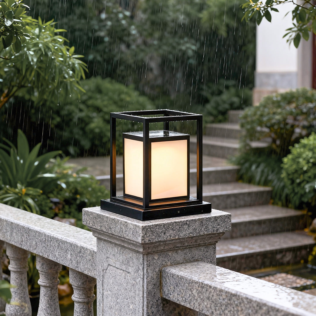 Modern Outdoor Pillar Light — Stainless Steel, Black, LED, IP65 Weatherproof, Solar / Hardwired, 11.8" & 19.7" Heights