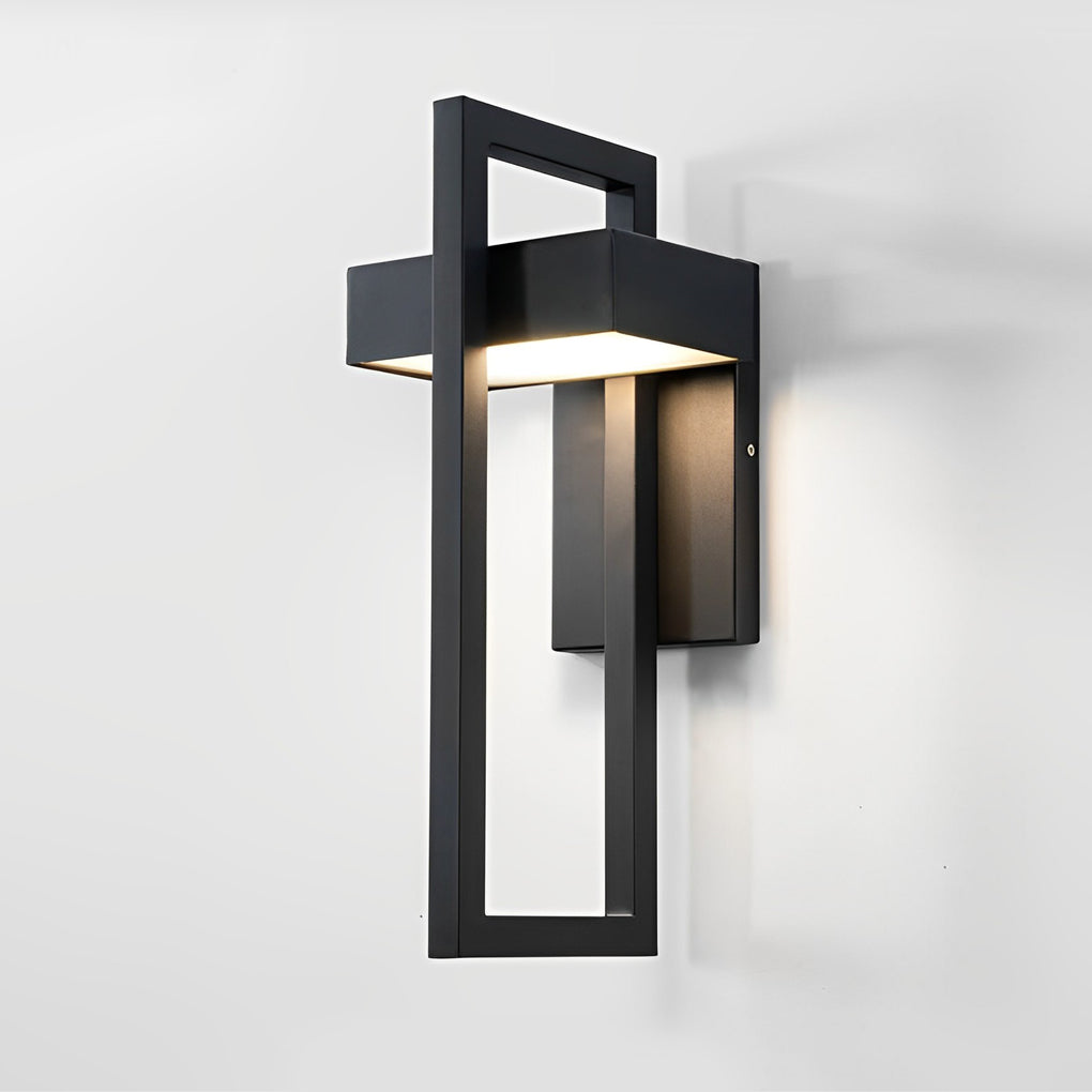 Rectangular Modern Outdoor Wall Sconce — Black Stainless Steel, Acrylic, LED, 840lm, IP65 Weatherproof