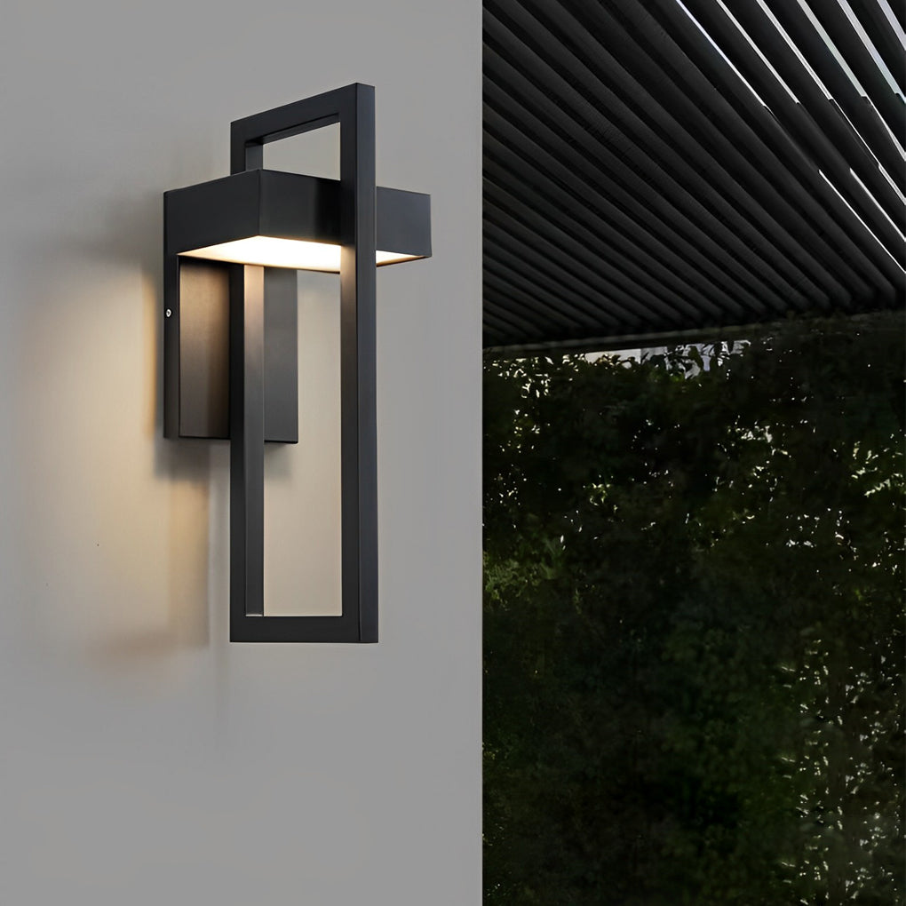 Rectangular Modern Outdoor Wall Sconce — Black Stainless Steel, Acrylic, LED, 840lm, IP65 Weatherproof