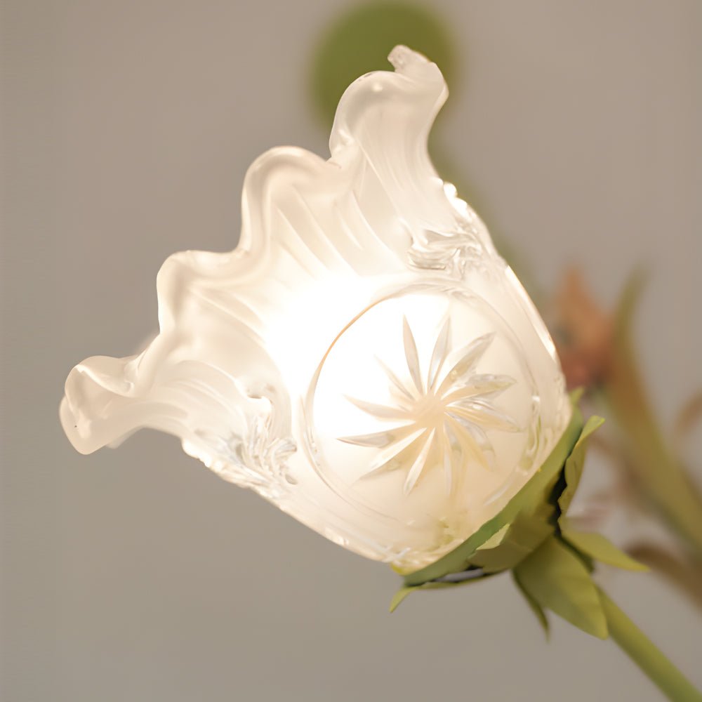 Lily of the Valley Floral Chandelier — Frosted Glass and Iron, French Pastoral, 3-Step Dimming, 3-, 6-, or 8-Light