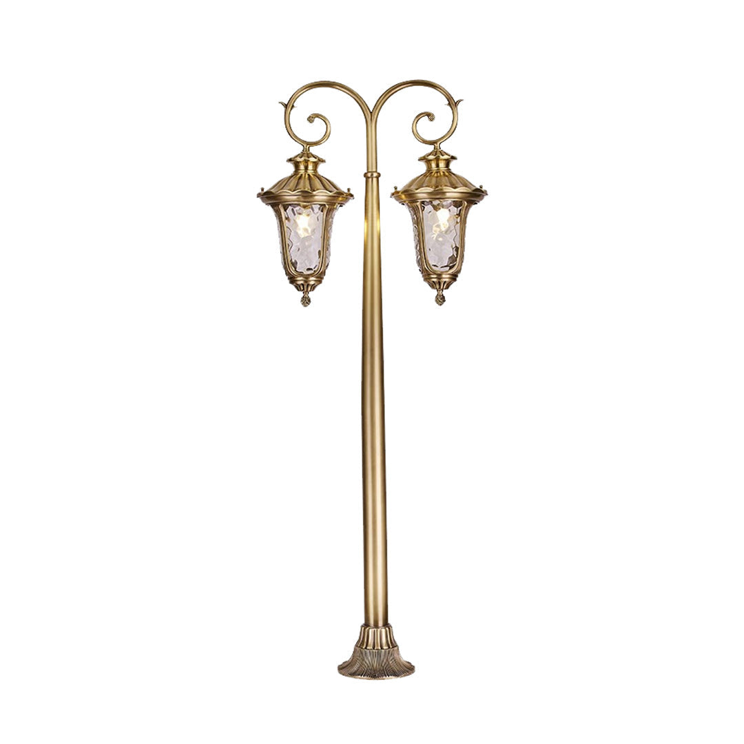 Vintage Copper Outdoor Path Light — Solid Copper, Glass Shade, E27, IP55, Single or Double-Head