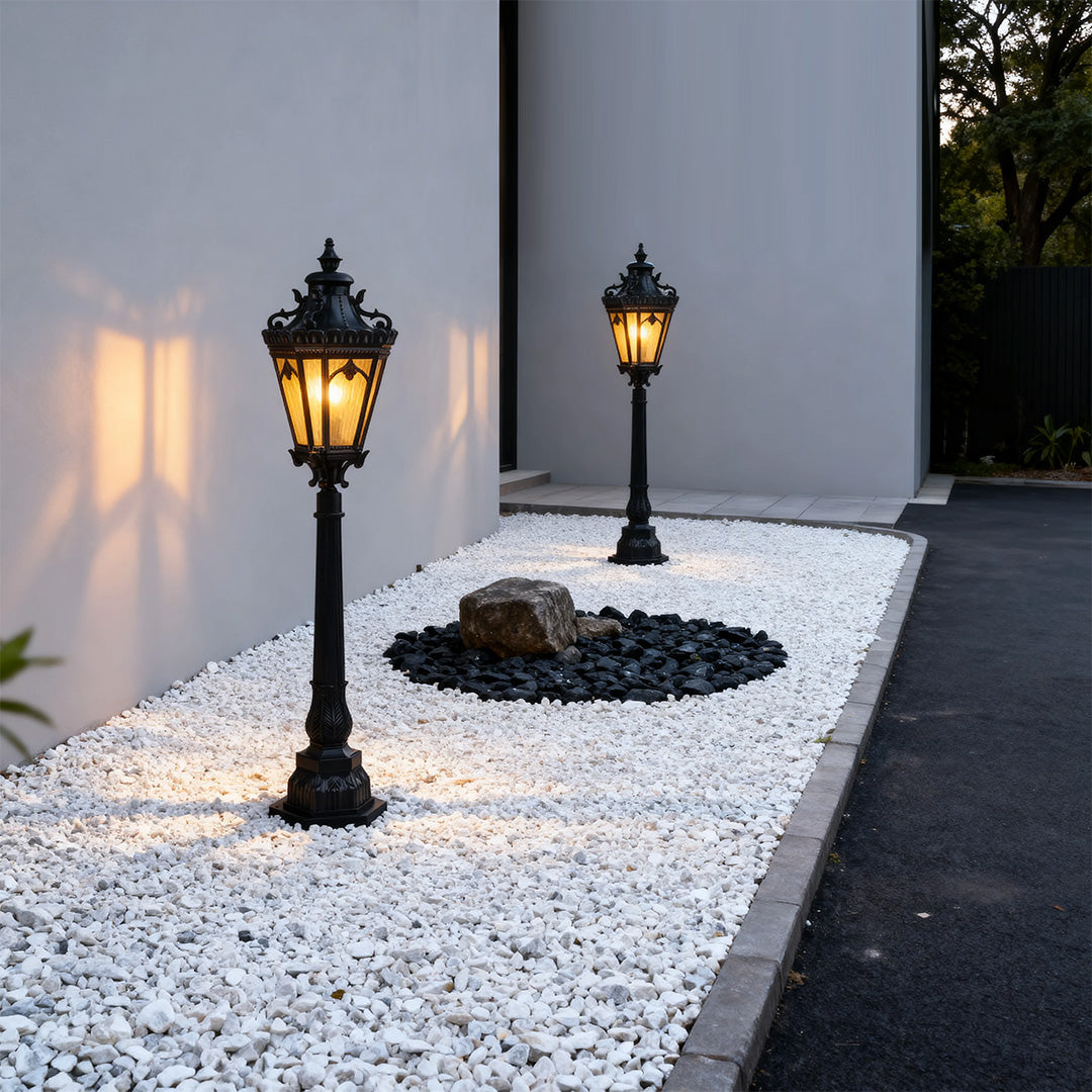 Aluminum Garden Bollard Path Light — Black, 18W E26, IP44, Warm White 3000K, 43.5" H