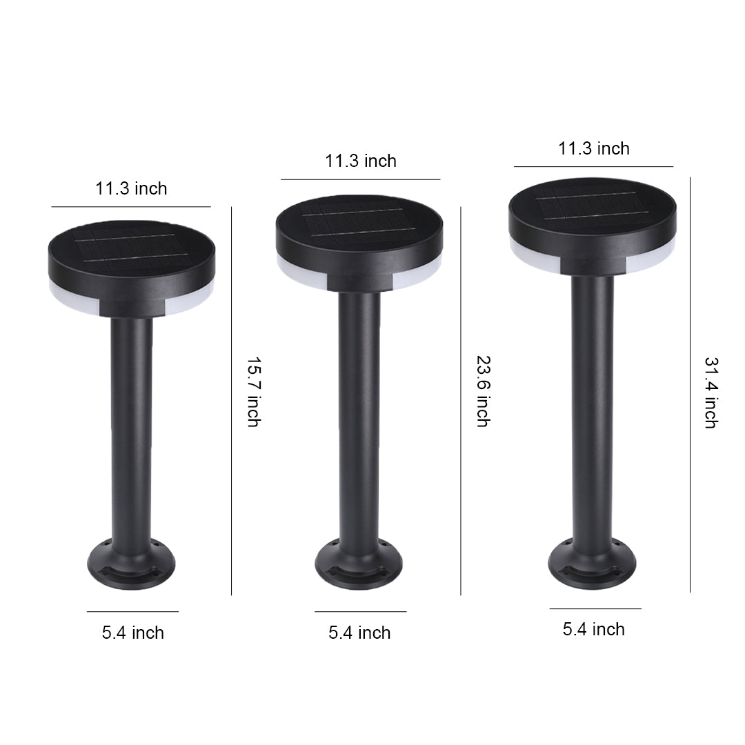 Modern Minimalist Outdoor Path Light — Sand-Black Die-Cast Aluminum, LED, Solar / Hardwired, IP65, 24"–48" Heights