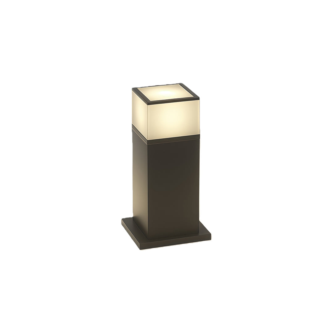 Modern Square Bollard Path Light — Black Aluminum, White Acrylic, 7W LED, 3000K, IP54, Available in 15.8", 23.6", 31.5"
