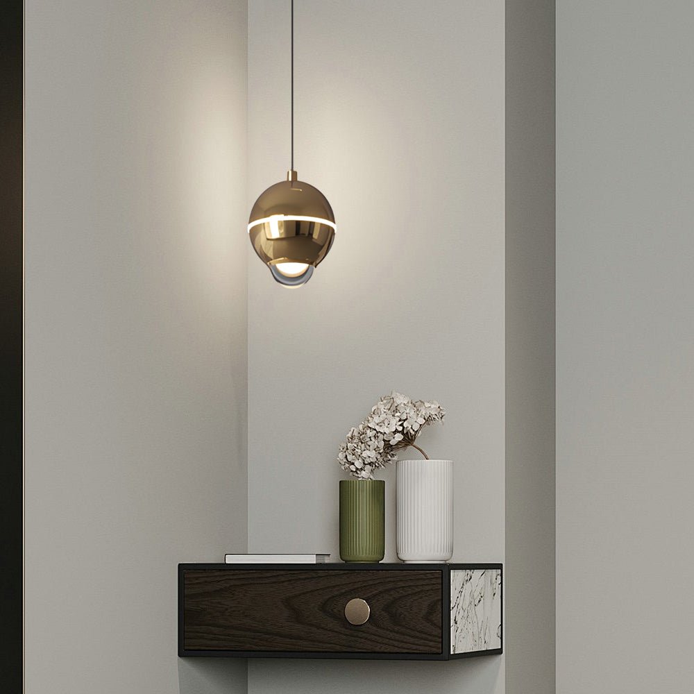 modern pendant lights with small metal balls and 3 step dimming spotlights