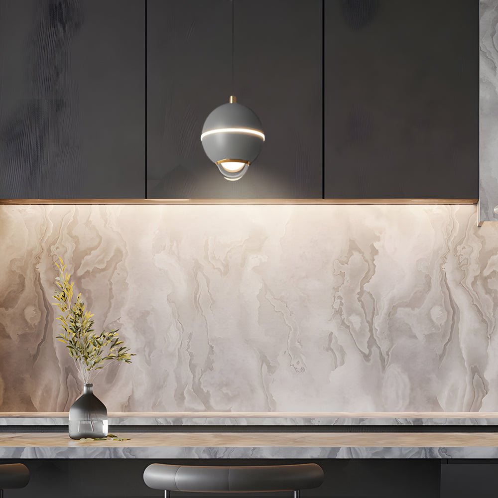 modern pendant lights with small metal balls and 3 step dimming spotlights