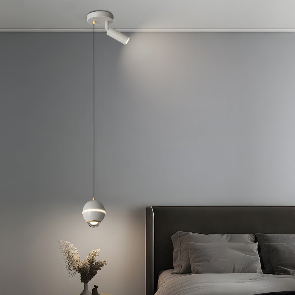 modern pendant lights with small metal balls and 3 step dimming spotlights