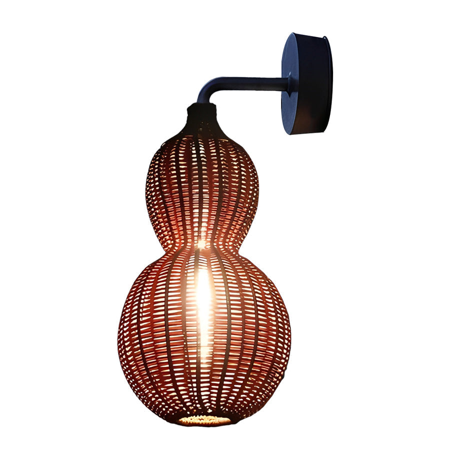 Gourd Outdoor Hanging Pendant — Hand-Woven Rattan, 1-Light, E27, 12W, IP65, 3000K