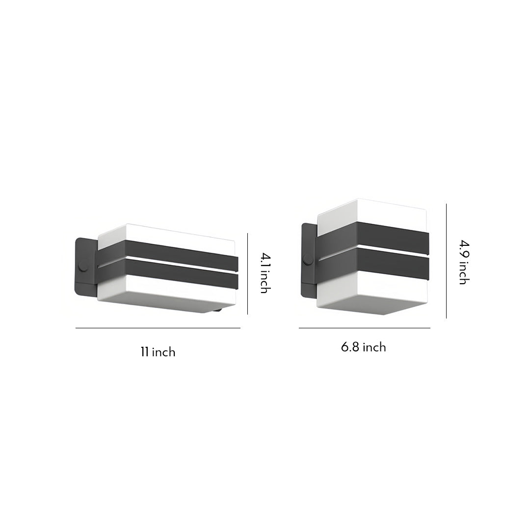 Geometric Minimalist Outdoor Wall Sconce — Stainless Steel, 12W LED, IP65 Weatherproof, Black or White